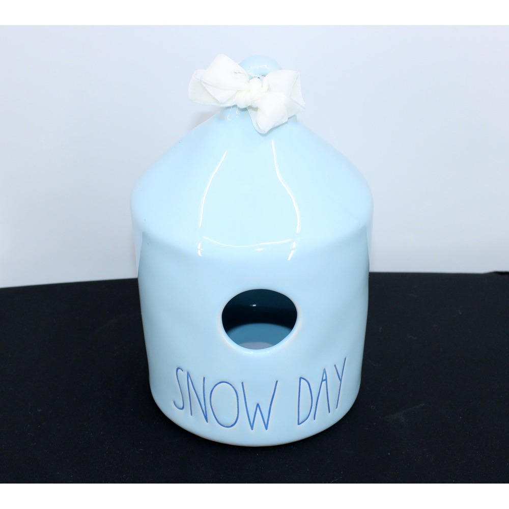 Rae Dunn Snow Day Birdhouse Ceramic Blue Artisan Collection by Magenta